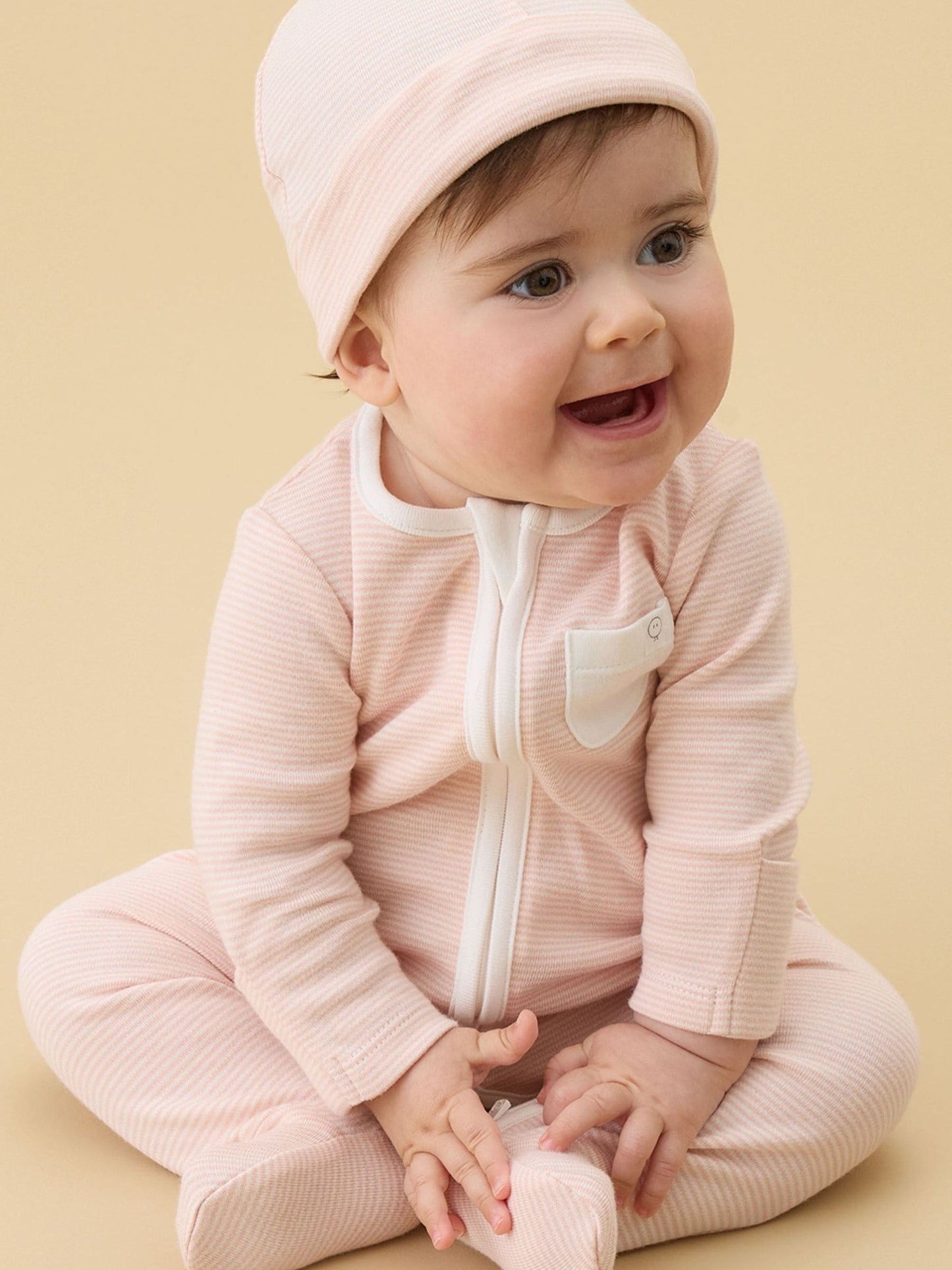 MORI Pink Stripe 2 Way Zip-Up Clever Sleepsuit image 3