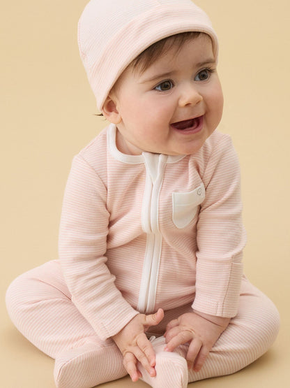 MORI Pink Stripe 2 Way Zip-Up Clever Sleepsuit image 3