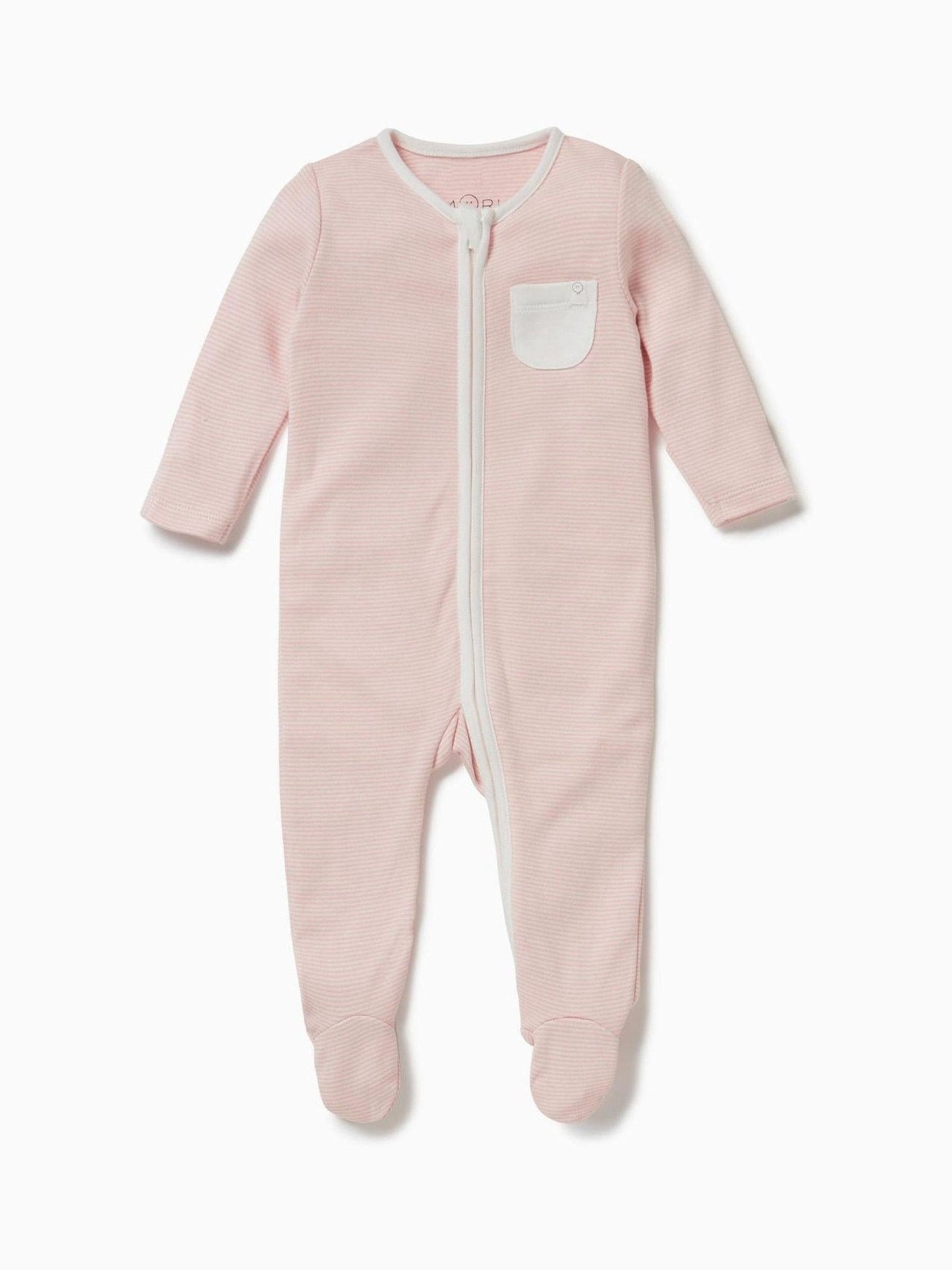 MORI Pink Stripe 2 Way Zip-Up Clever Sleepsuit image 4