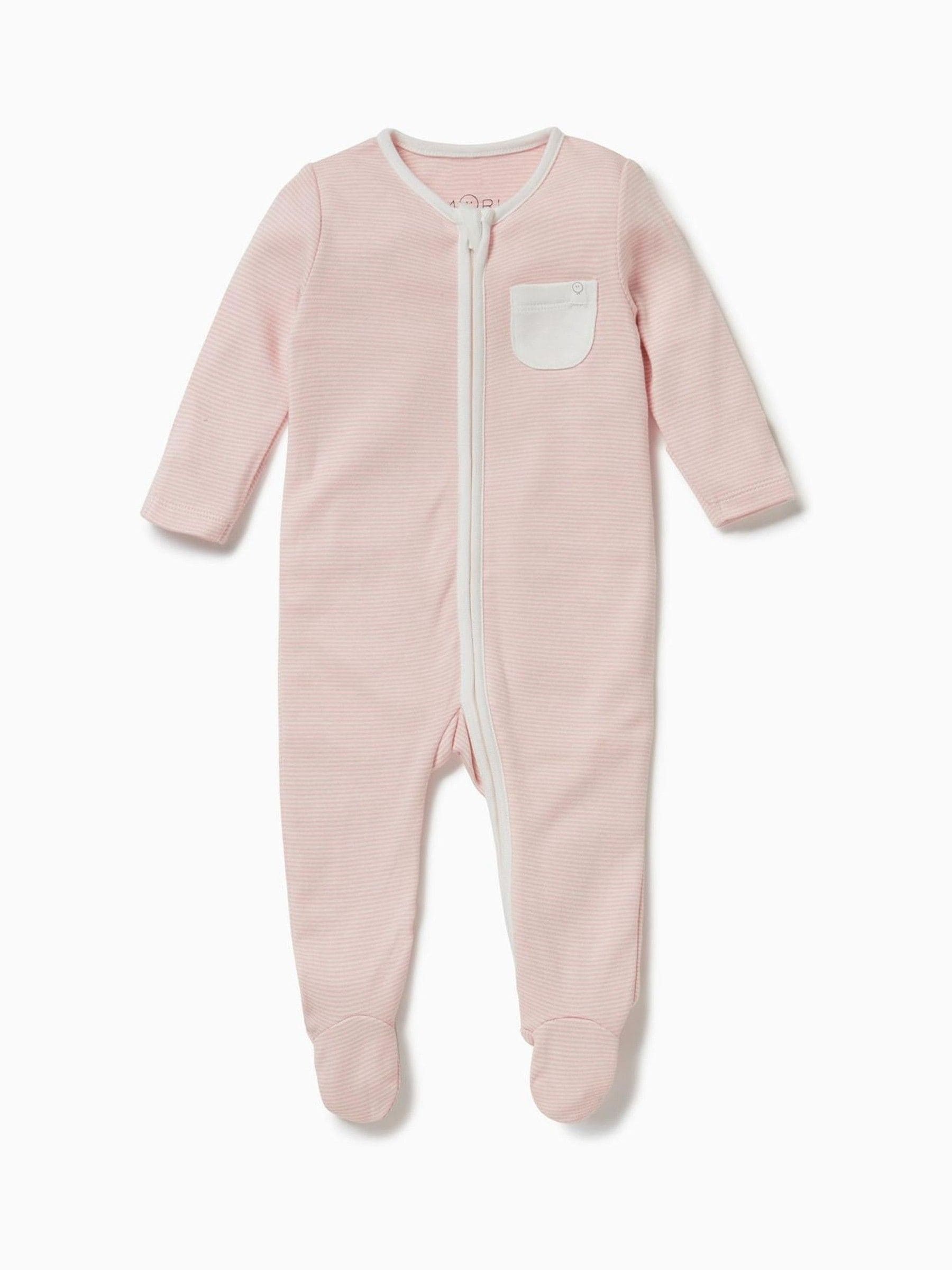 MORI Pink Stripe 2 Way Zip-Up Clever Sleepsuit image 4