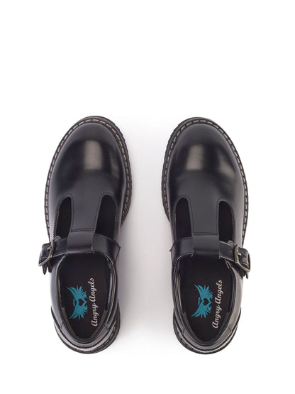 Start Rite Black Envisage Leather Chunky T Bar School Shoes image 5