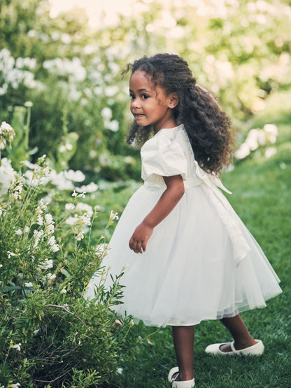 Angel & Rocket White Taffeta Bow Baby Dress image 1