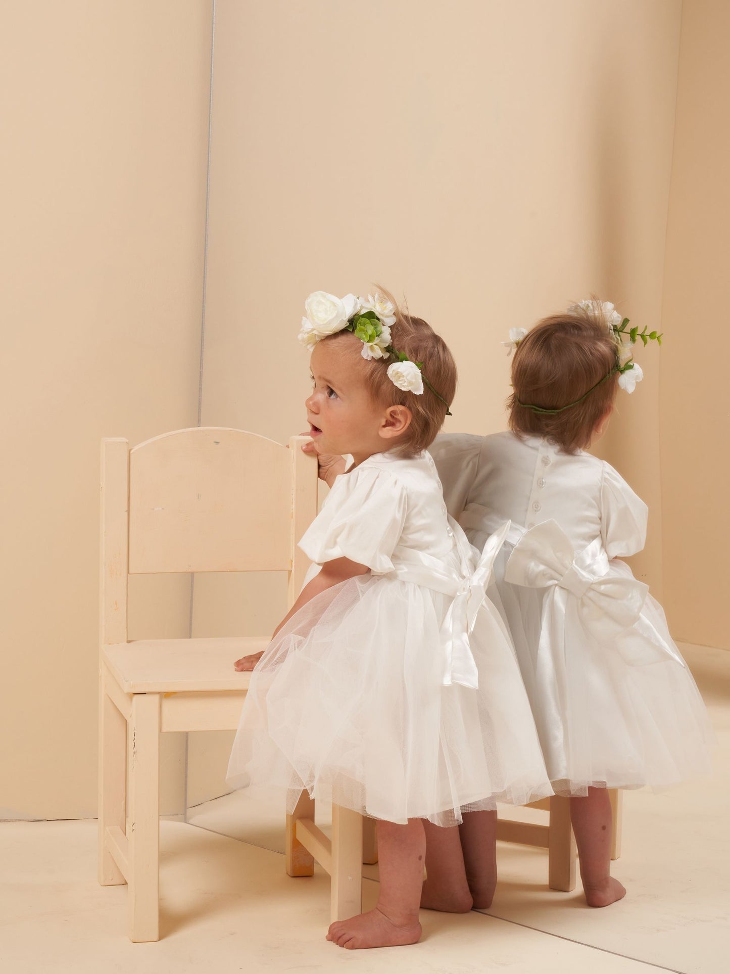 Angel & Rocket White Taffeta Bow Baby Dress image 3