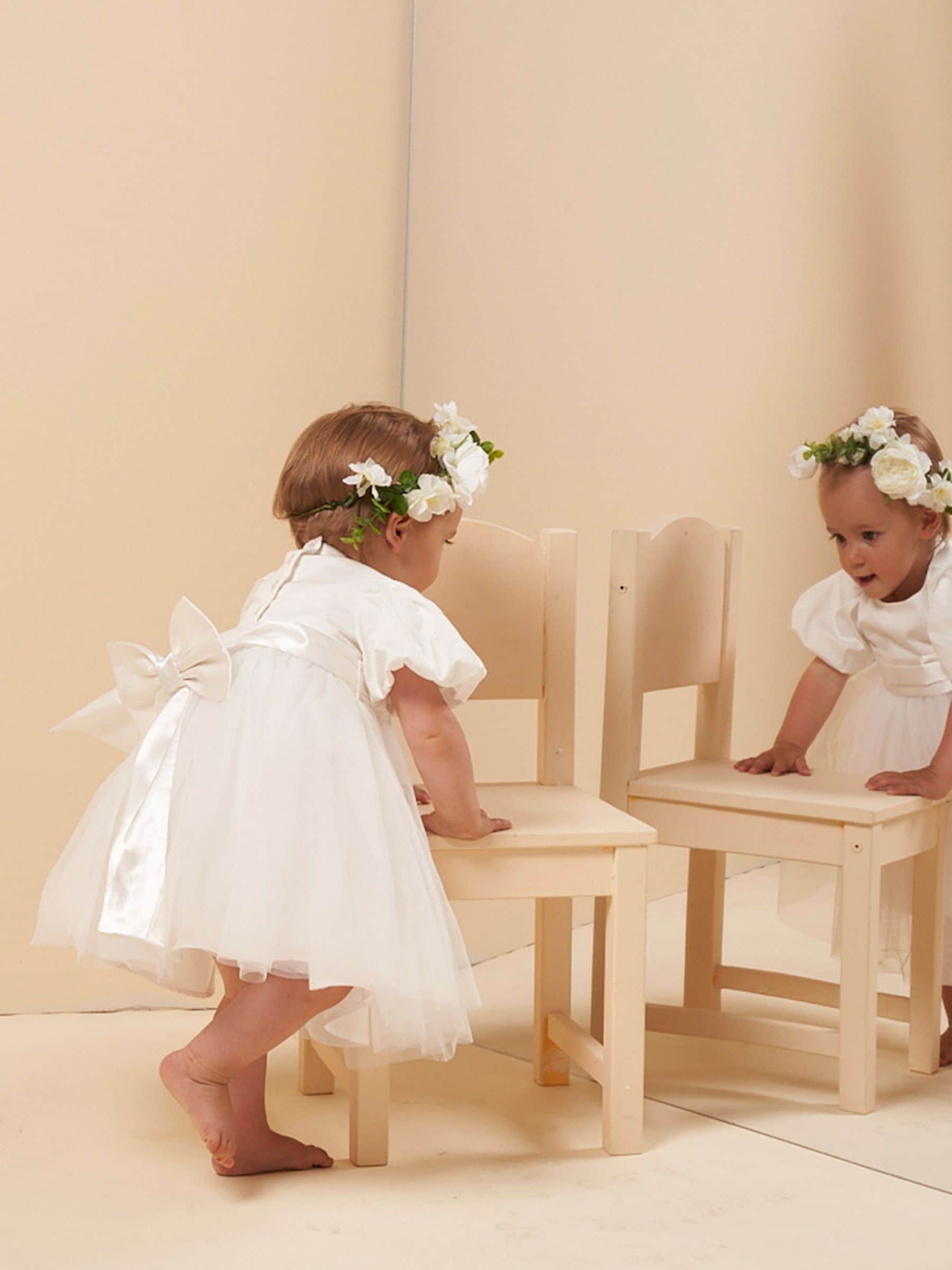 Angel & Rocket White Taffeta Bow Baby Dress image 4