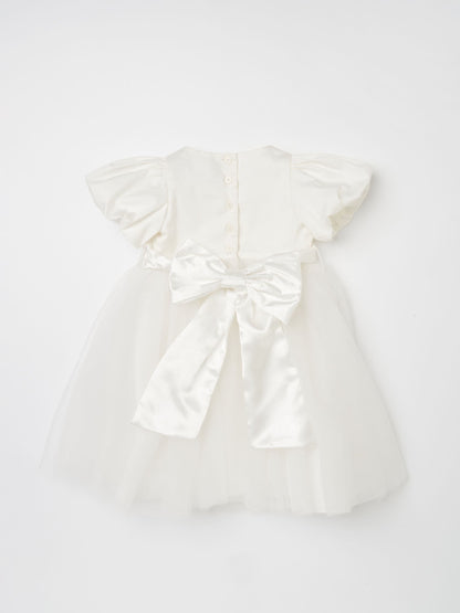 Angel & Rocket White Taffeta Bow Baby Dress image 6