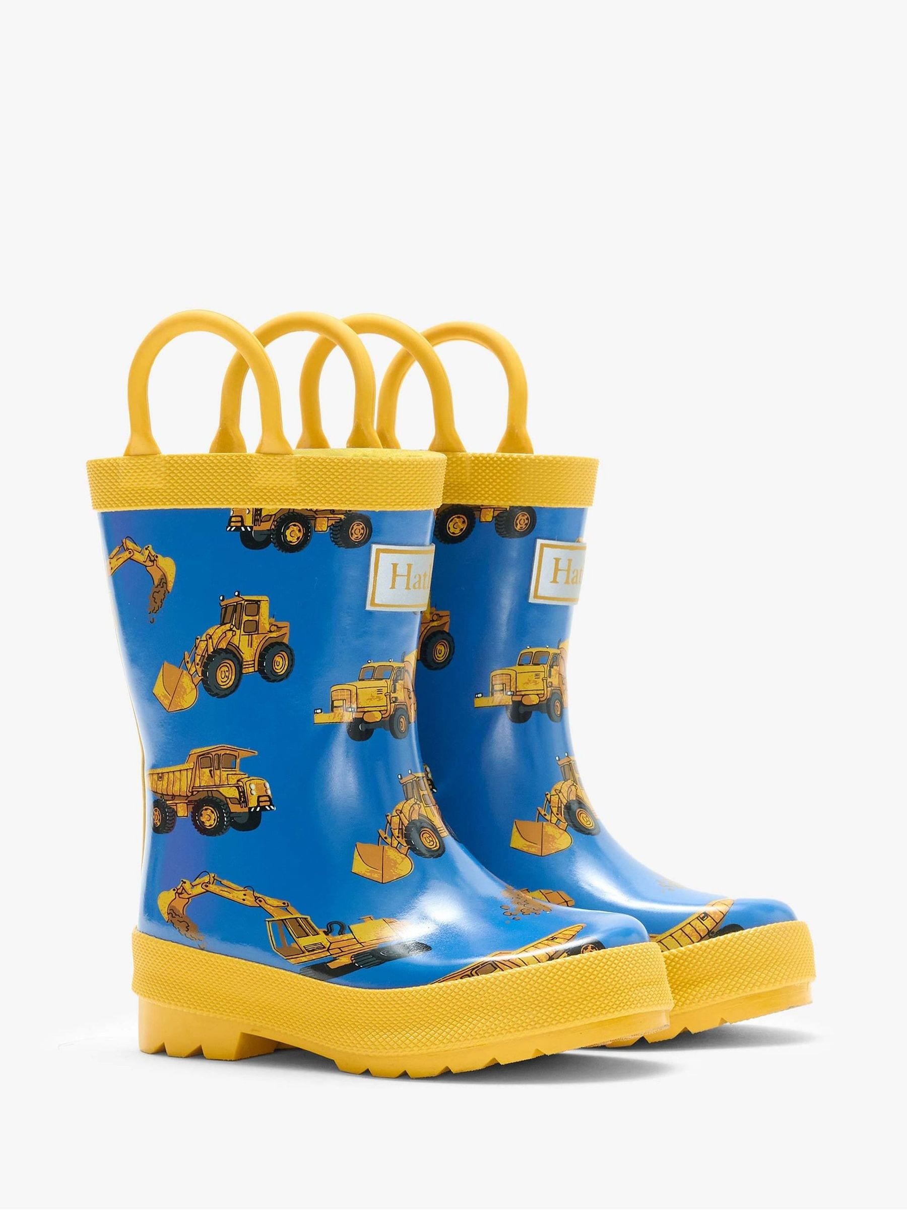 Hatley Blue Construction Trucks Rain Boots with Handles image 1