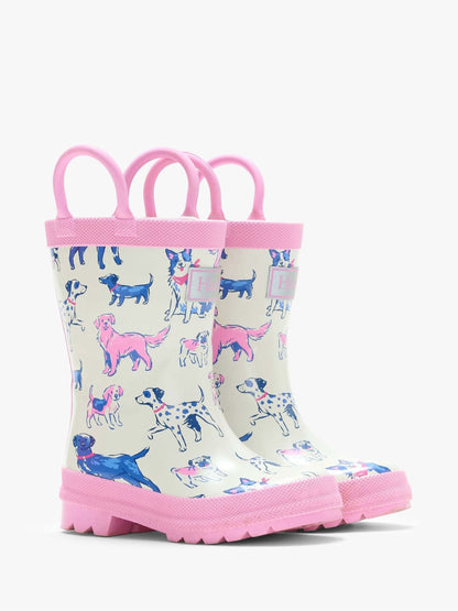 Hatley Cream Little Pups Rain Boots with Handles image 1