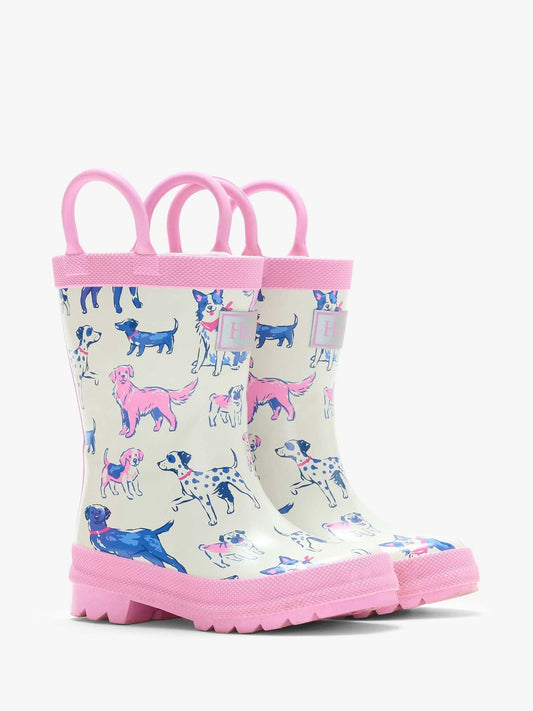 Hatley Cream Little Pups Rain Boots with Handles image 1