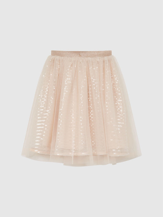 Dsiney Kidz - Reiss Pale Pink Charlotta 4-9 yrs Sequin Midi Skirt image 2