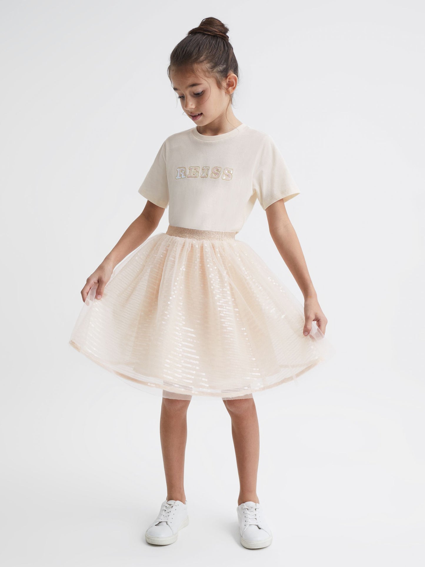 Dsiney Kidz - Reiss Pale Pink Charlotta 4-9 yrs Sequin Midi Skirt image 3