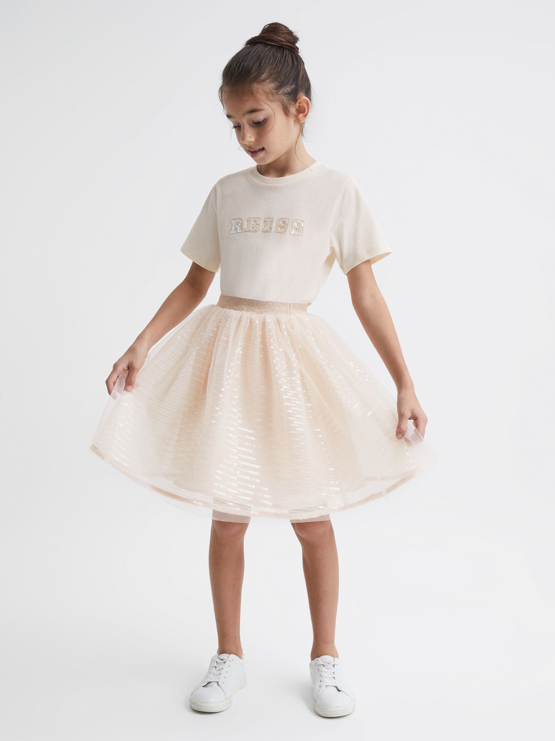 Dsiney Kidz - Reiss Pale Pink Charlotta 4-9 yrs Sequin Midi Skirt image 3