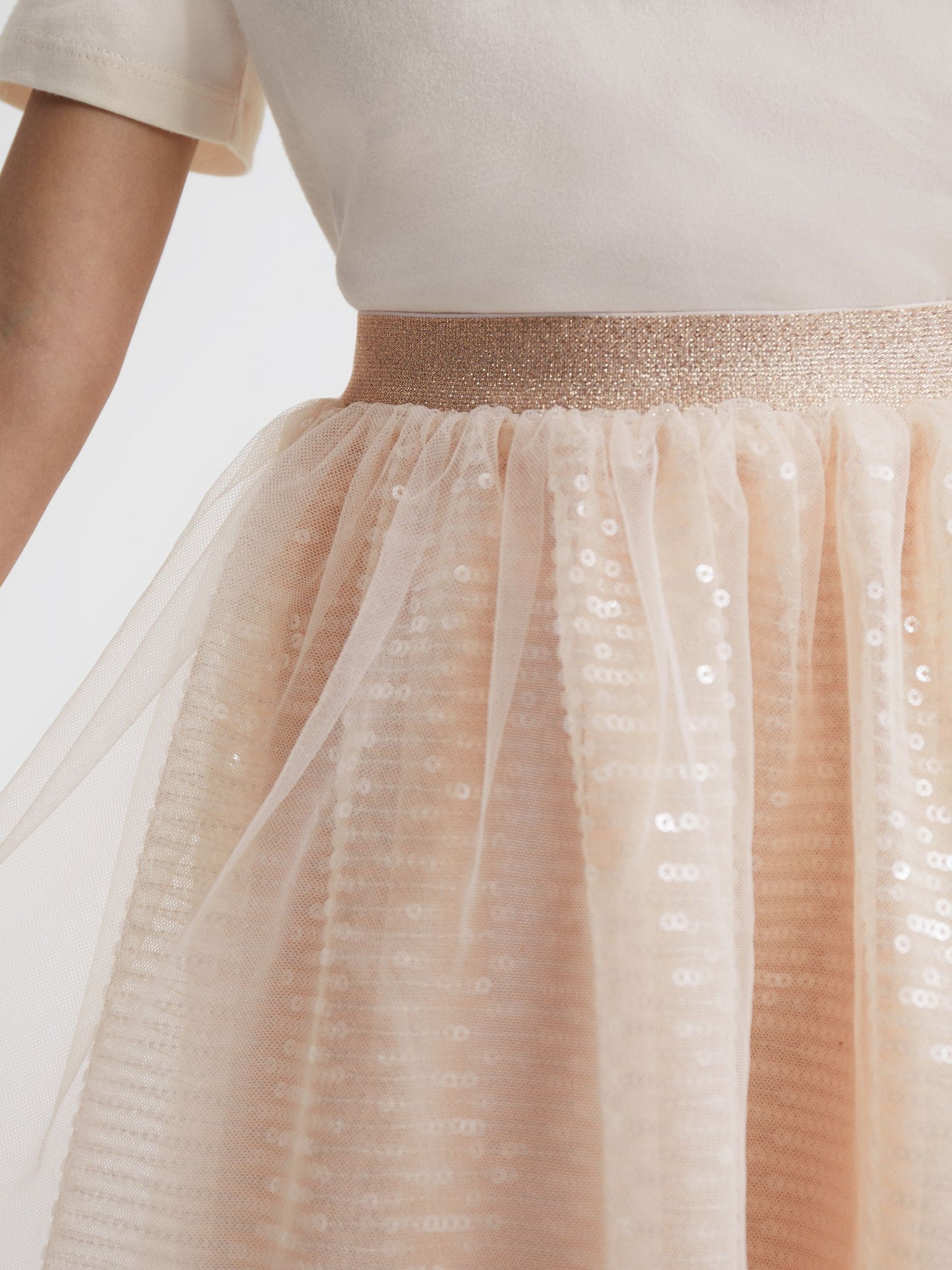 Dsiney Kidz - Reiss Pale Pink Charlotta 4-9 yrs Sequin Midi Skirt image 4