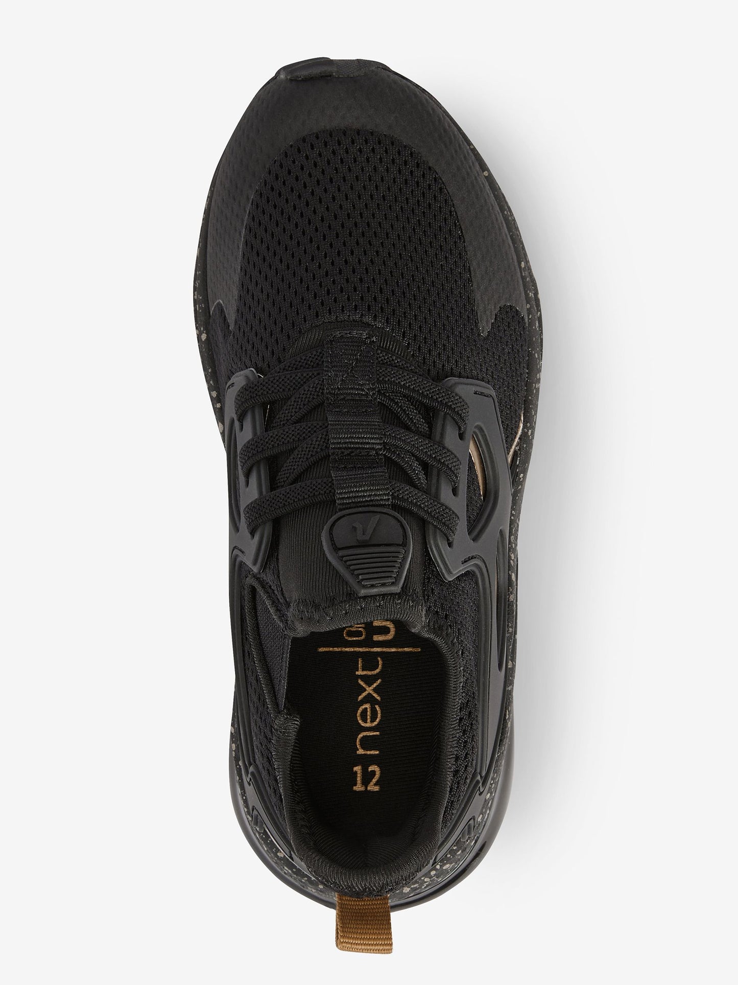 Black/Gold Standard Fit (F) Elastic Lace Trainers image 4
