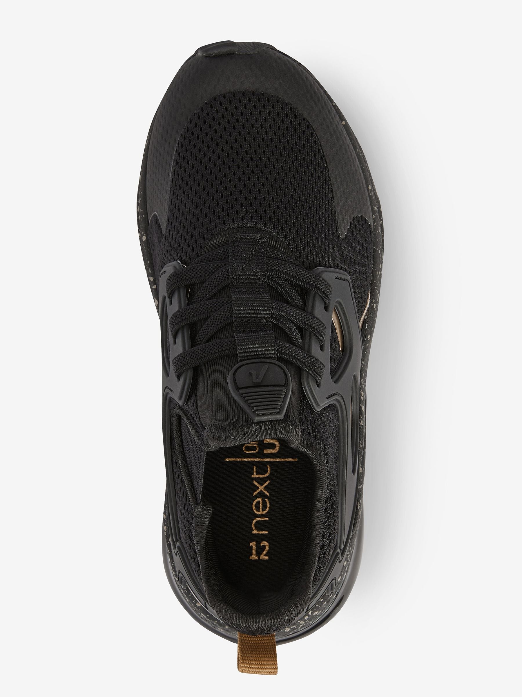 Black/Gold Standard Fit (F) Elastic Lace Trainers image 4