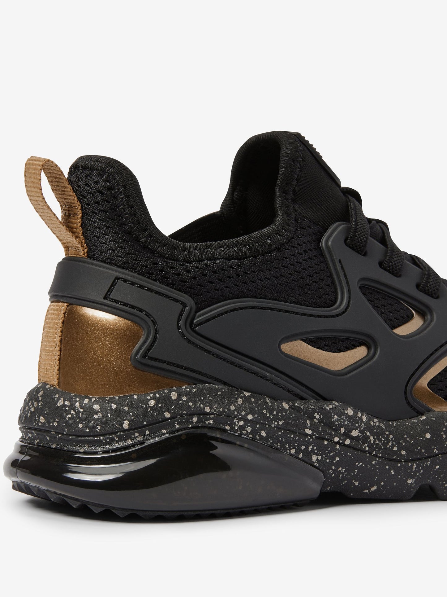 Black/Gold Standard Fit (F) Elastic Lace Trainers image 5