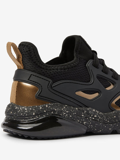 Black/Gold Standard Fit (F) Elastic Lace Trainers image 5