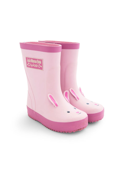 JoJo Maman Bébé Pink Bunny Printed Lined Wellies image 1