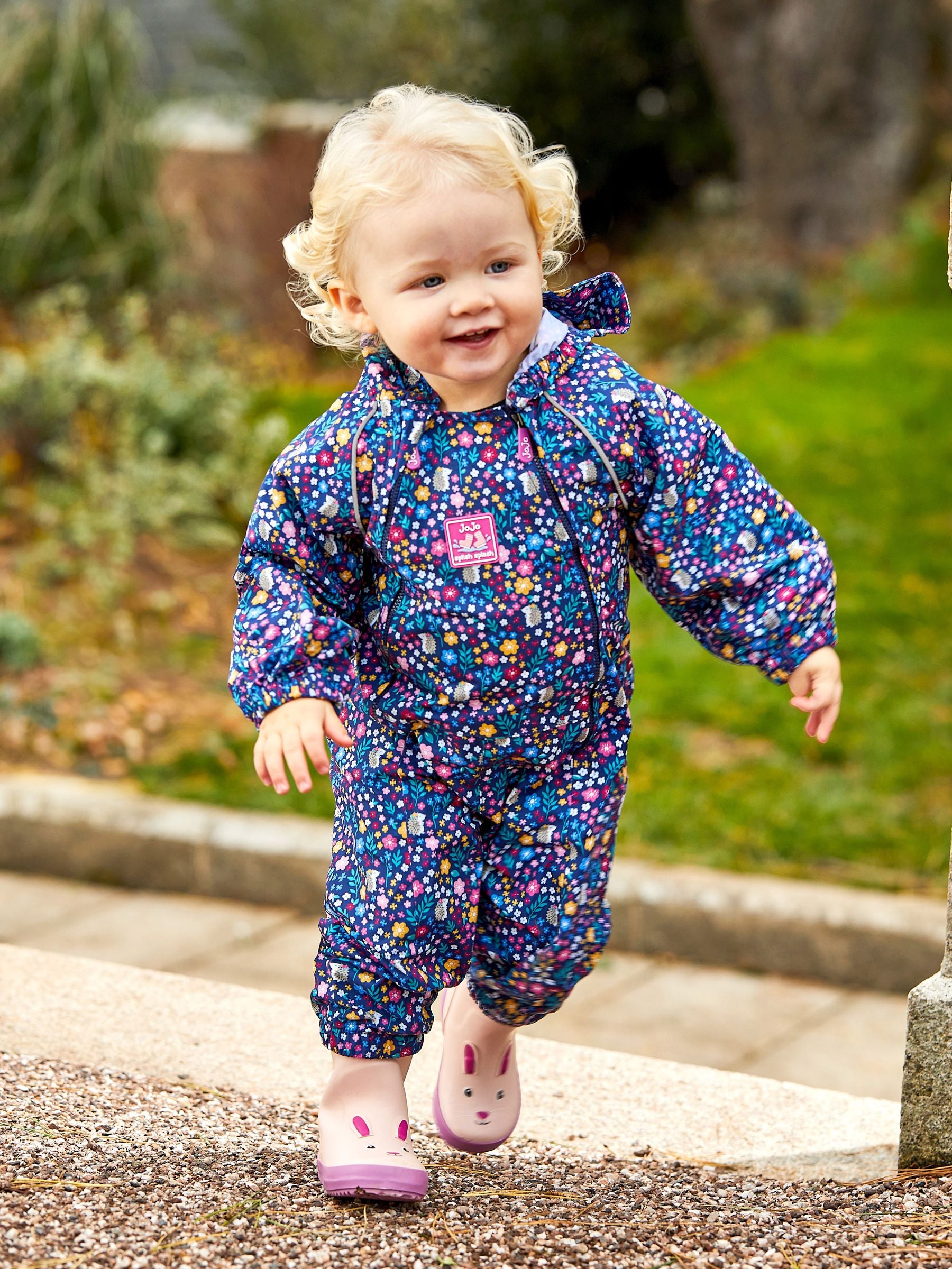 JoJo Maman Bébé Pink Bunny Printed Lined Wellies image 2
