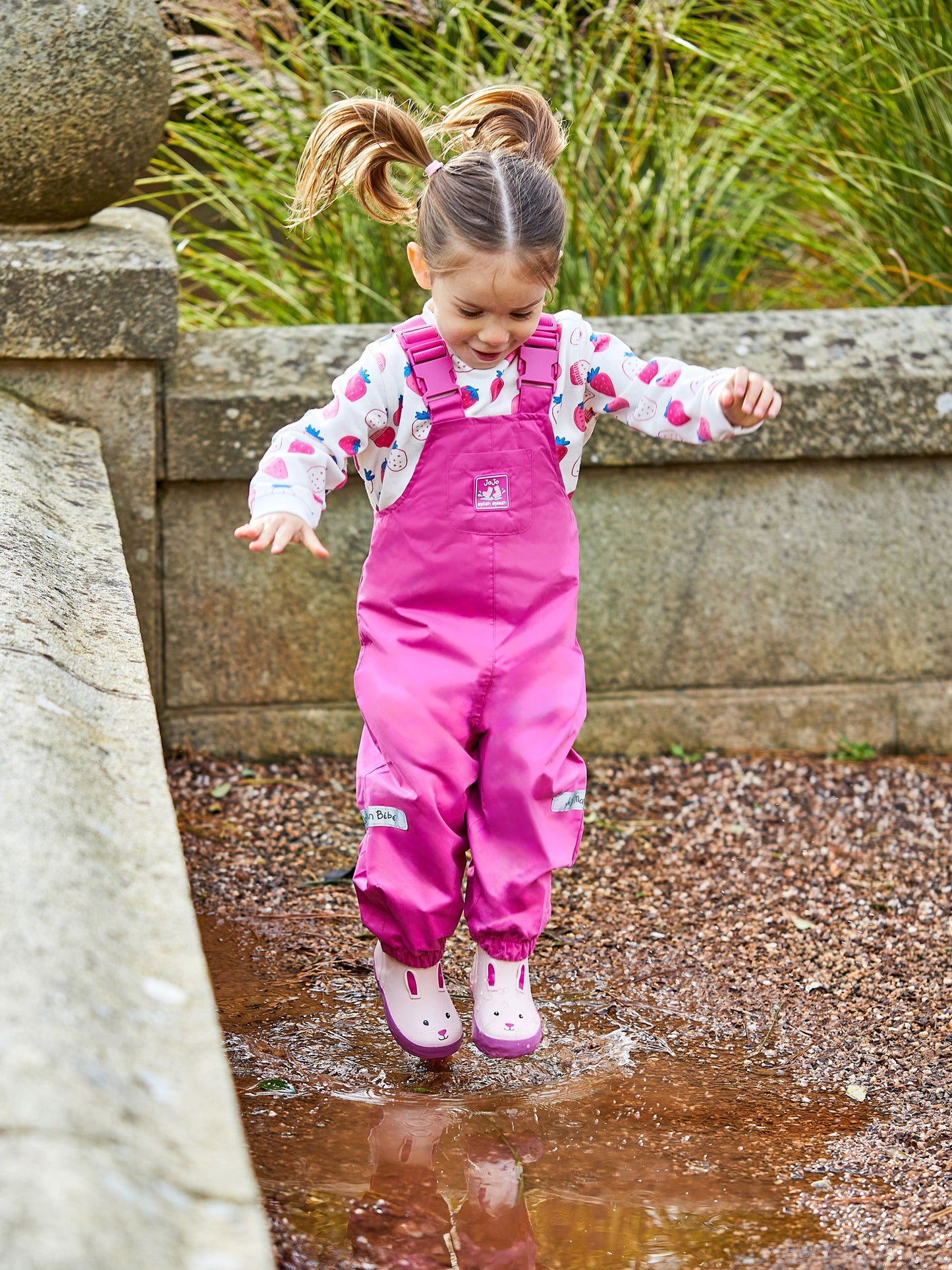 JoJo Maman Bébé Pink Bunny Printed Lined Wellies image 3
