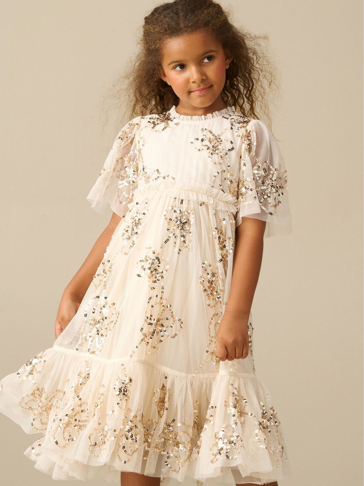 Dsiney Kidz - Angel & Rocket Cream Delta Sequin Flower Mesh Dress image 1
