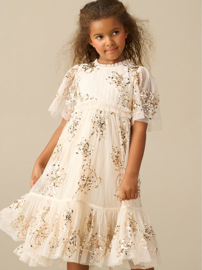Dsiney Kidz - Angel & Rocket Cream Delta Sequin Flower Mesh Dress image 1