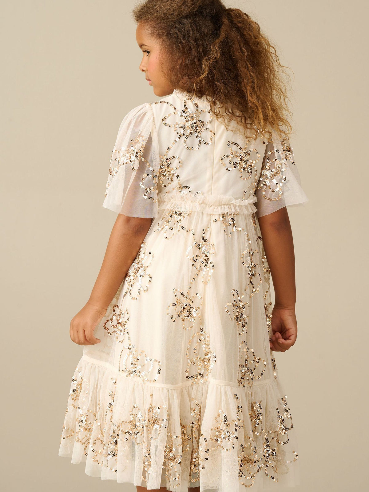 Dsiney Kidz - Angel & Rocket Cream Delta Sequin Flower Mesh Dress image 2
