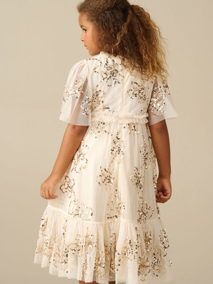 Dsiney Kidz - Angel & Rocket Cream Delta Sequin Flower Mesh Dress image 2