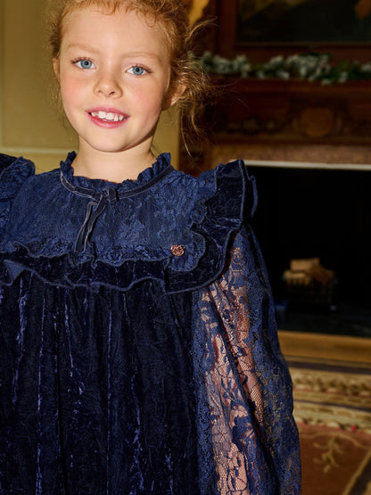 Angel & Rocket Blue Amelia Velvet Frill Collar Dress - image 3