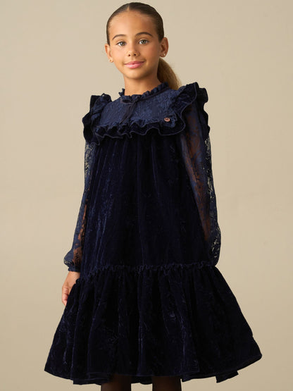 Angel & Rocket Blue Amelia Velvet Frill Collar Dress - image 4