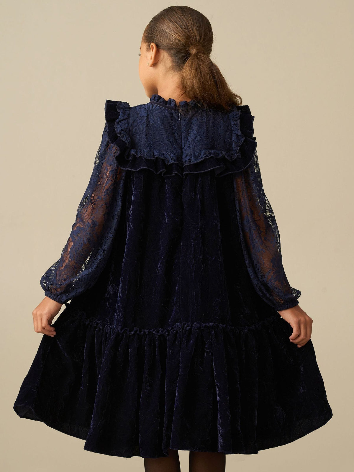 Angel & Rocket Blue Amelia Velvet Frill Collar Dress - image 5