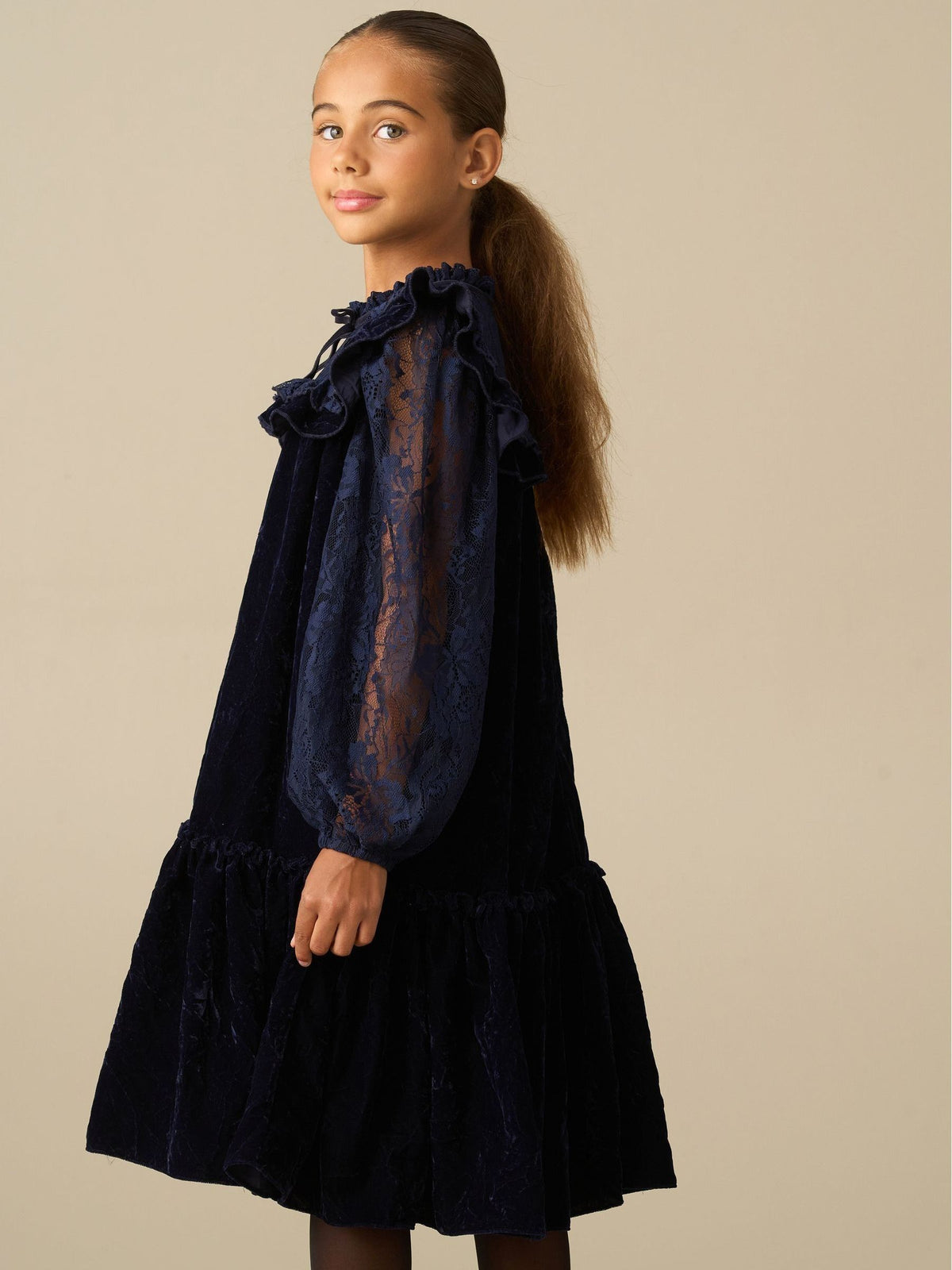 Angel & Rocket Blue Amelia Velvet Frill Collar Dress - image 6