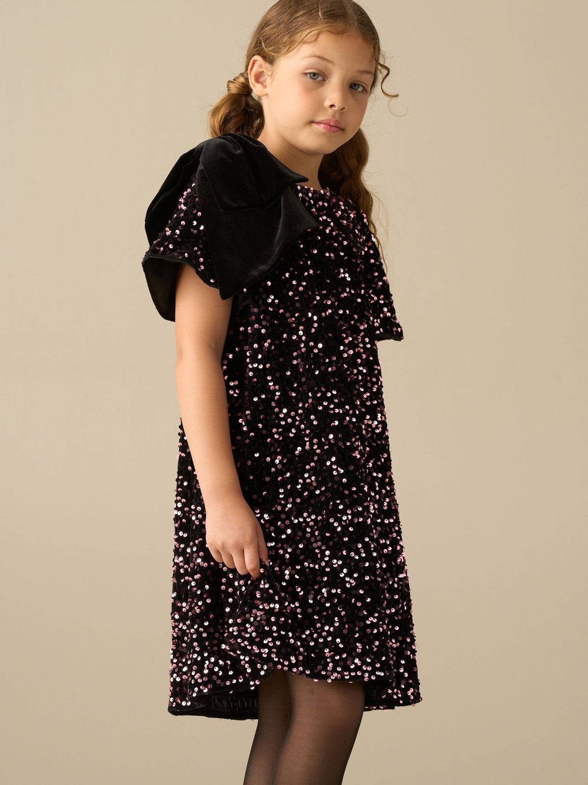 Dsiney Kidz - Angel & Rocket Pink Macie Bow Shoulder Sequin Dress image 3