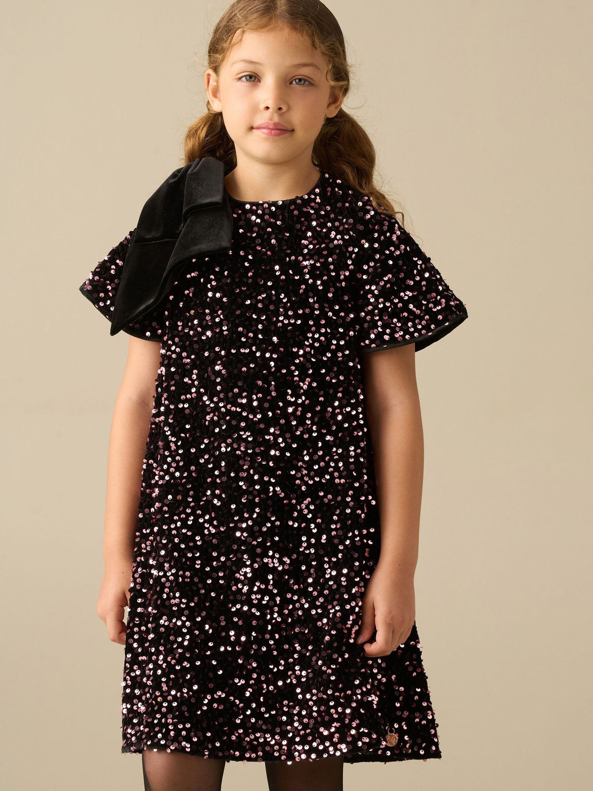 Dsiney Kidz - Angel & Rocket Pink Macie Bow Shoulder Sequin Dress image 4