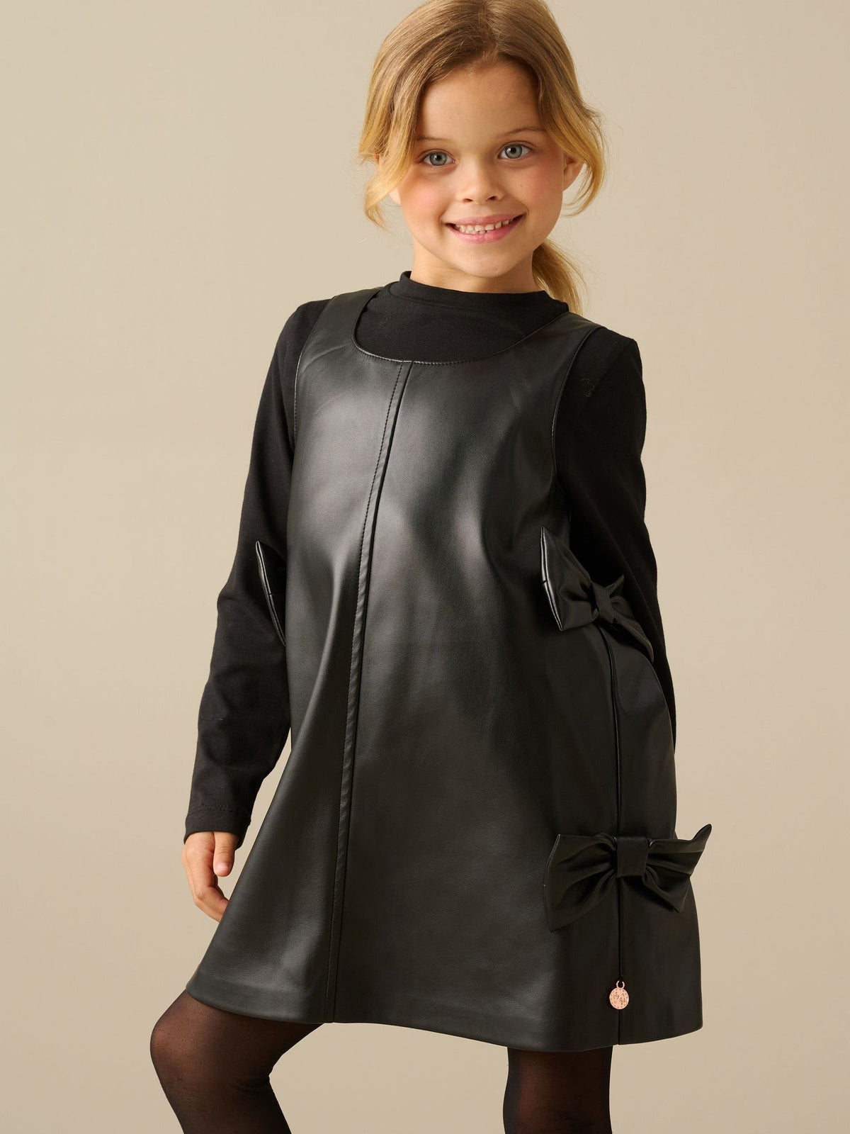 Dsiney Kidz - Angel & Rocket Black Briony Faux Leather Pinny Dress Set image 1