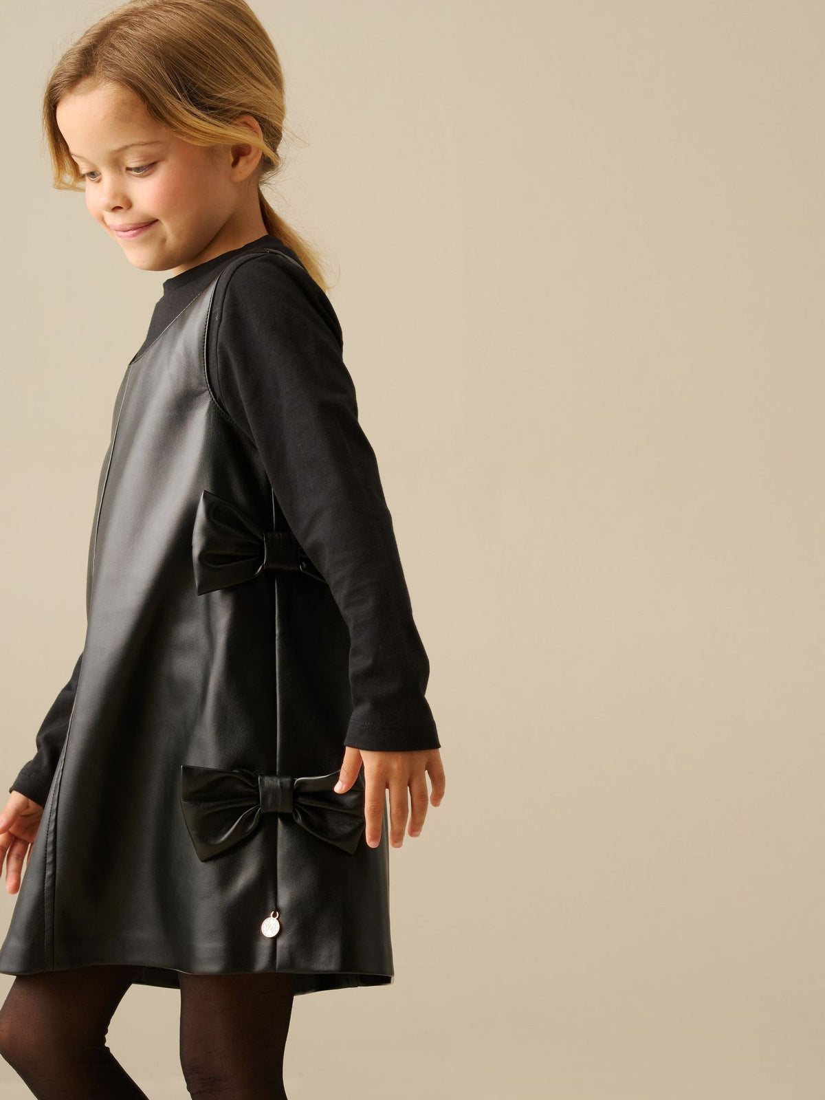 Dsiney Kidz - Angel & Rocket Black Briony Faux Leather Pinny Dress Set image 3