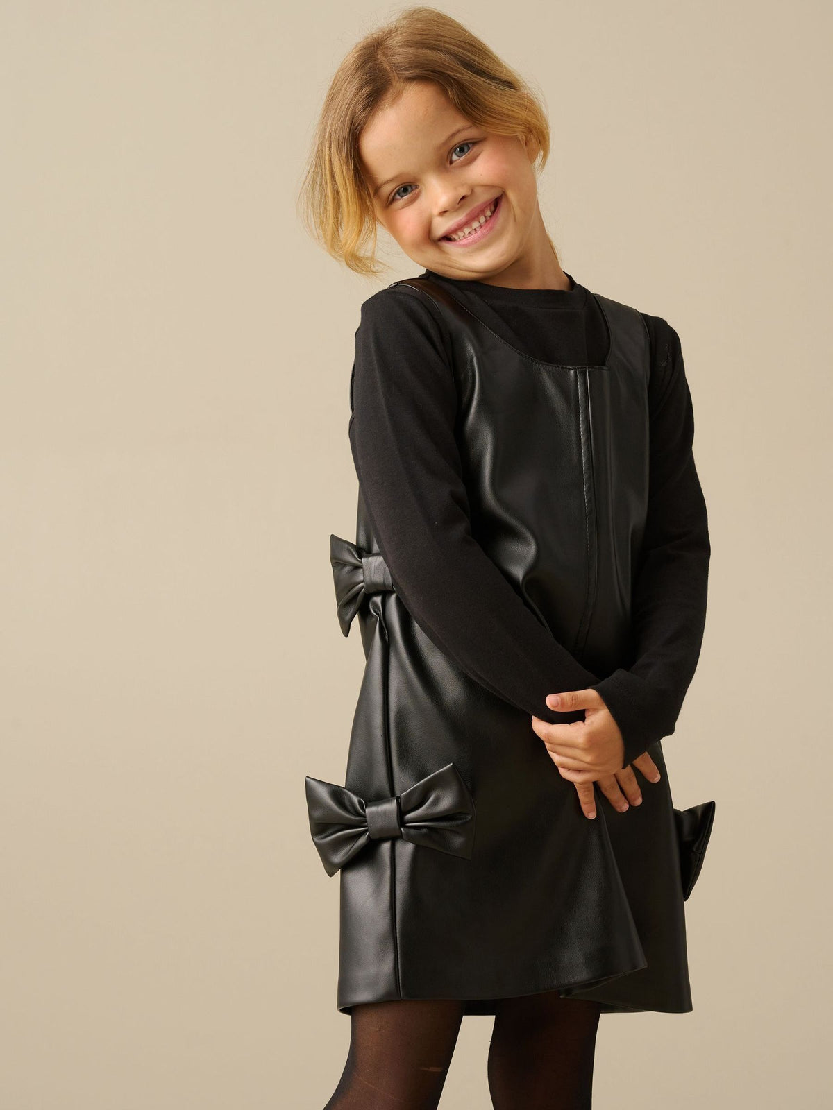 Dsiney Kidz - Angel & Rocket Black Briony Faux Leather Pinny Dress Set image 4