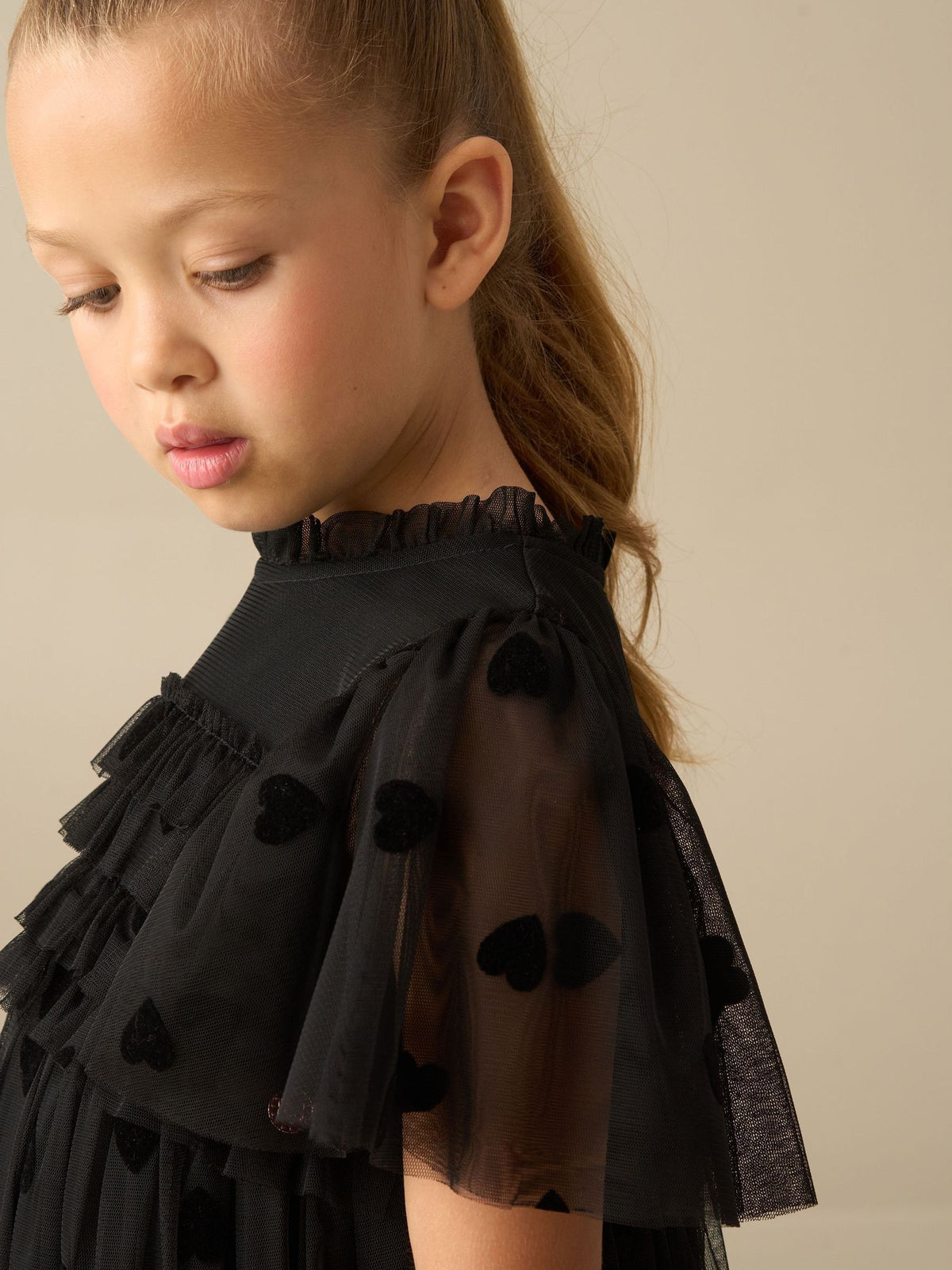 Dsiney Kidz - Angel & Rocket Black Isla Flocked Heart Mesh Dress image 2