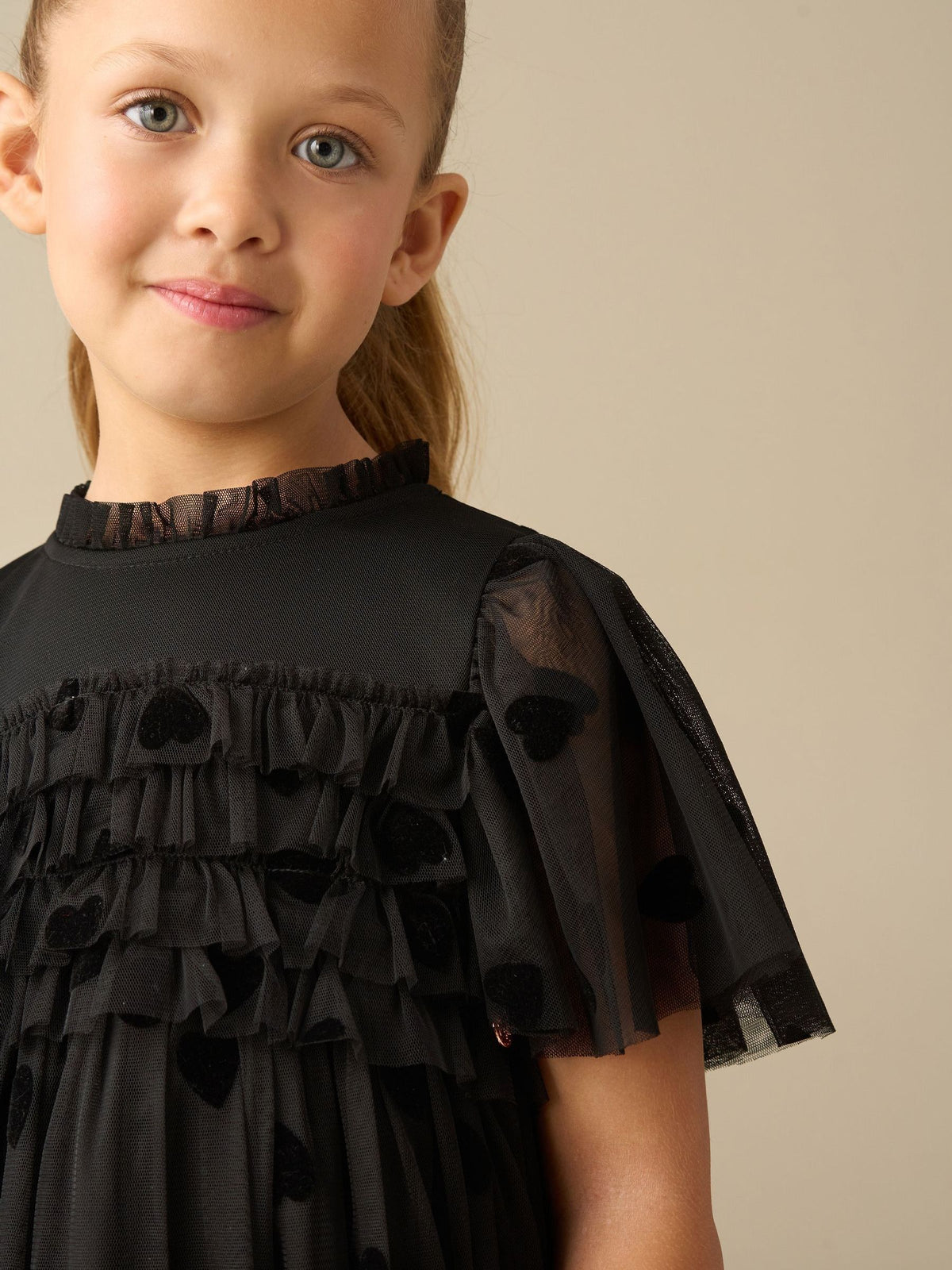 Dsiney Kidz - Angel & Rocket Black Isla Flocked Heart Mesh Dress image 3