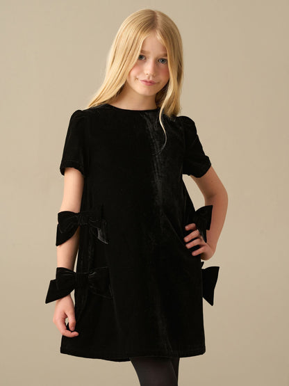 Dsiney Kidz - Angel & Rocket Black Olivia Velvet Bow Dress image 3