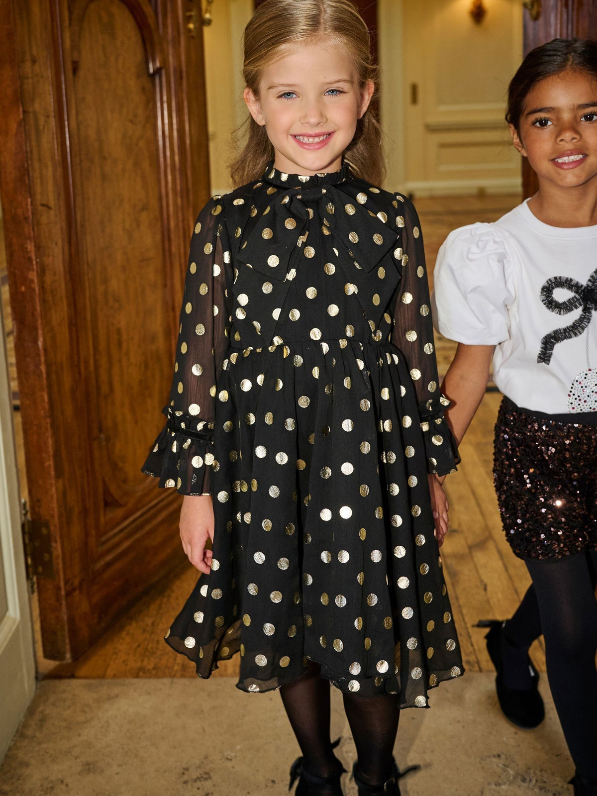 Angel & Rocket Black Dakota Polkadot Bow Dress - image 1