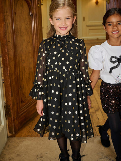 Angel & Rocket Black Dakota Polkadot Bow Dress - image 1