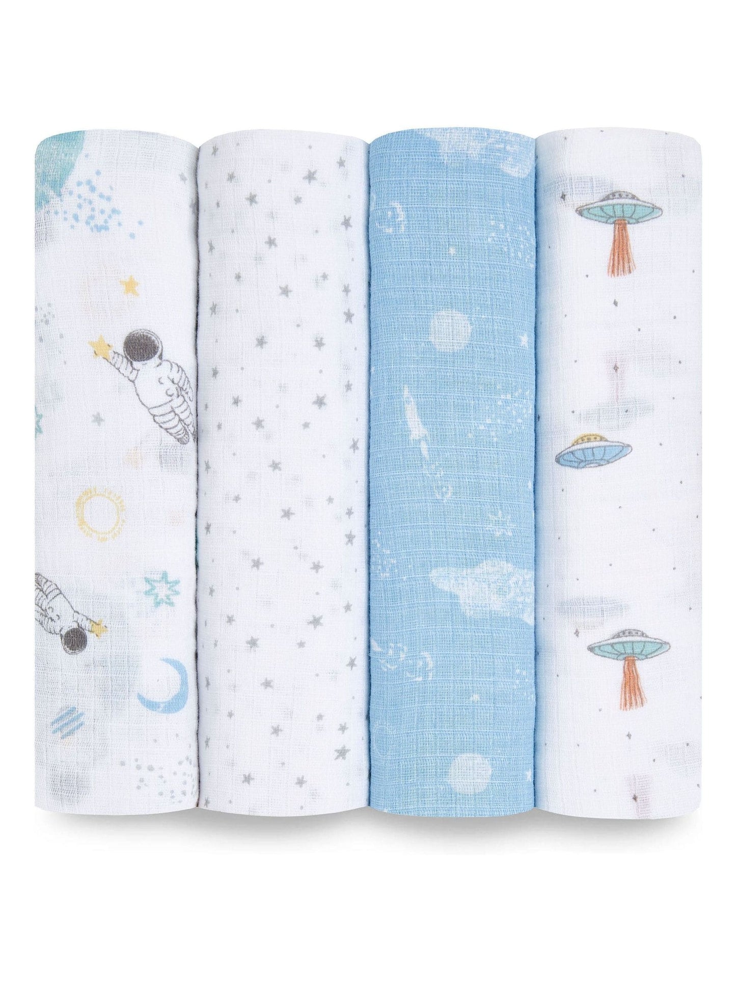 Aden & Anais Light Grey Essentials Muslin Blankets 4 Pack image 1