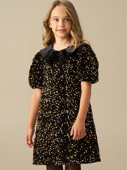Dsiney Kidz - Angel & Rocket Gold Eloise Collar Sequin Swing Dress image 1