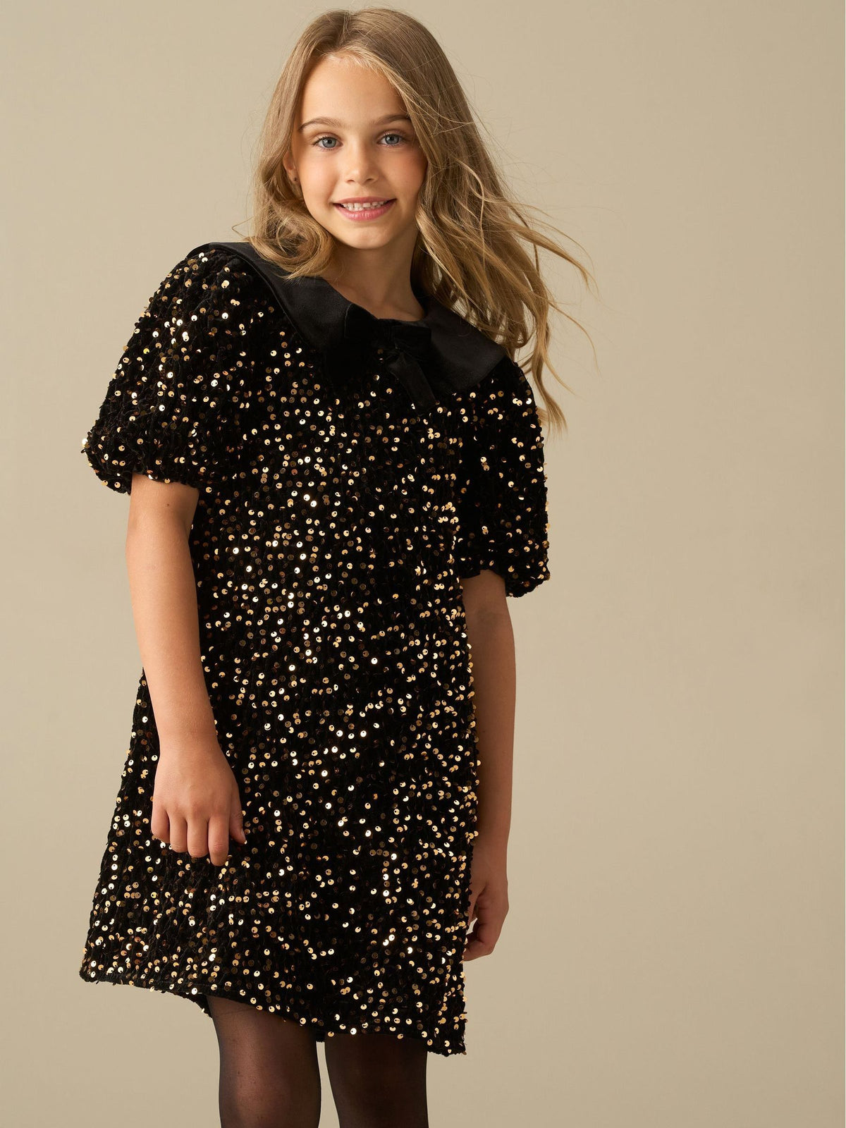 Dsiney Kidz - Angel & Rocket Gold Eloise Collar Sequin Swing Dress image 2