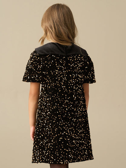 Dsiney Kidz - Angel & Rocket Gold Eloise Collar Sequin Swing Dress image 3