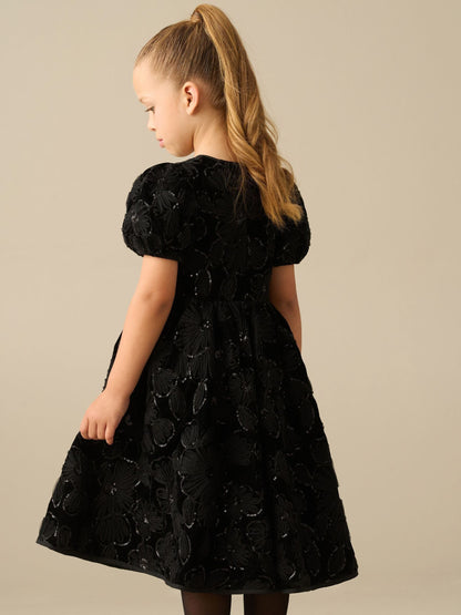 Dsiney Kidz - Angel & Rocket Black Layla Velvet Embellished Puff Sleeve Dress image 2