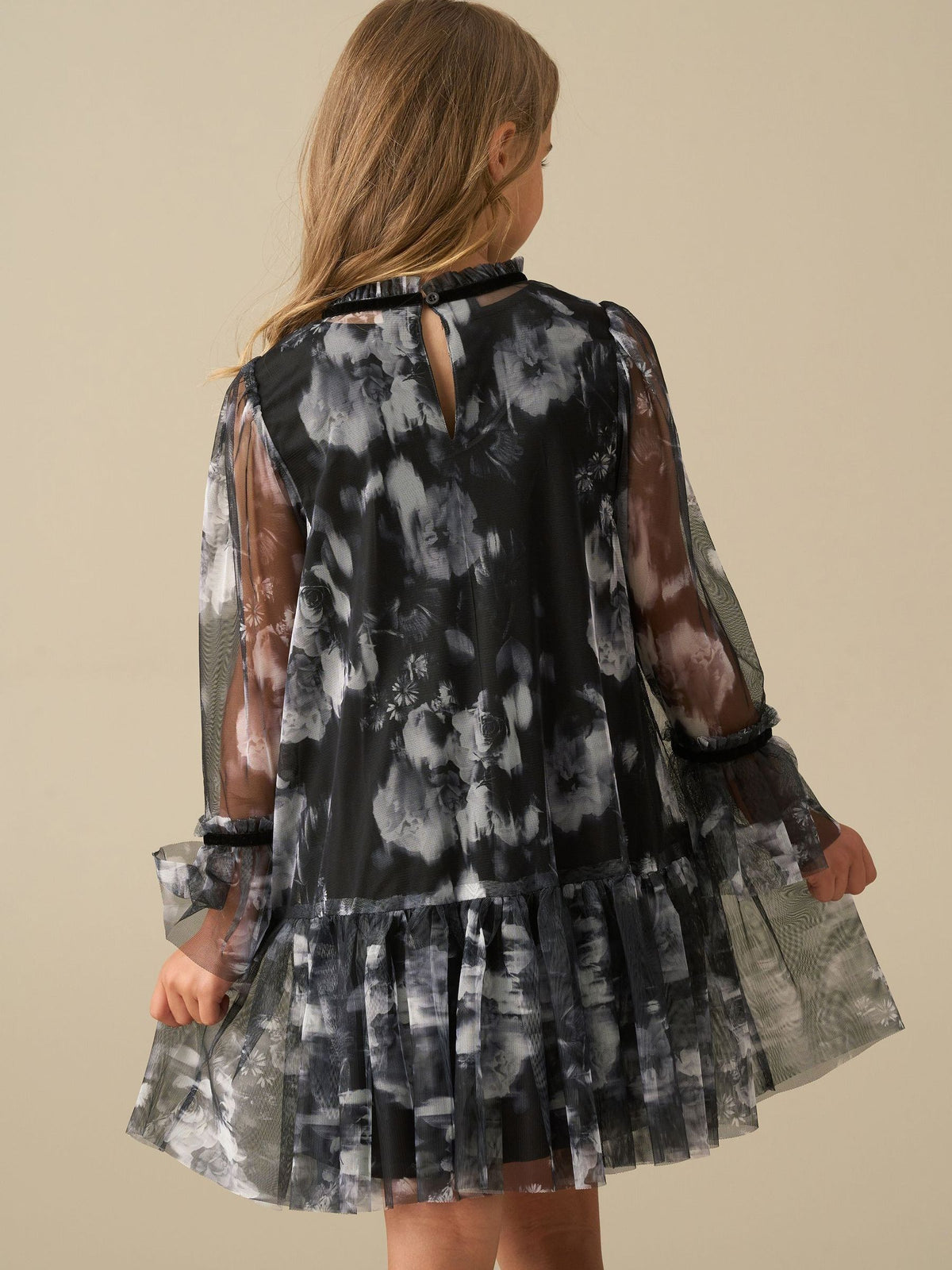Dsiney Kidz - Angel & Rocket Black Floral Neve Mesh Dress image 2