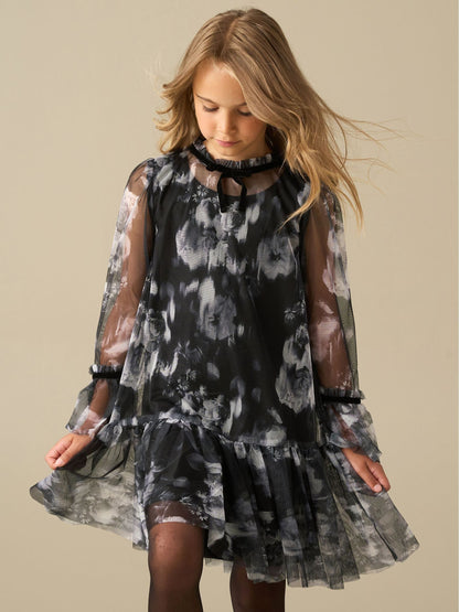 Dsiney Kidz - Angel & Rocket Black Floral Neve Mesh Dress image 4