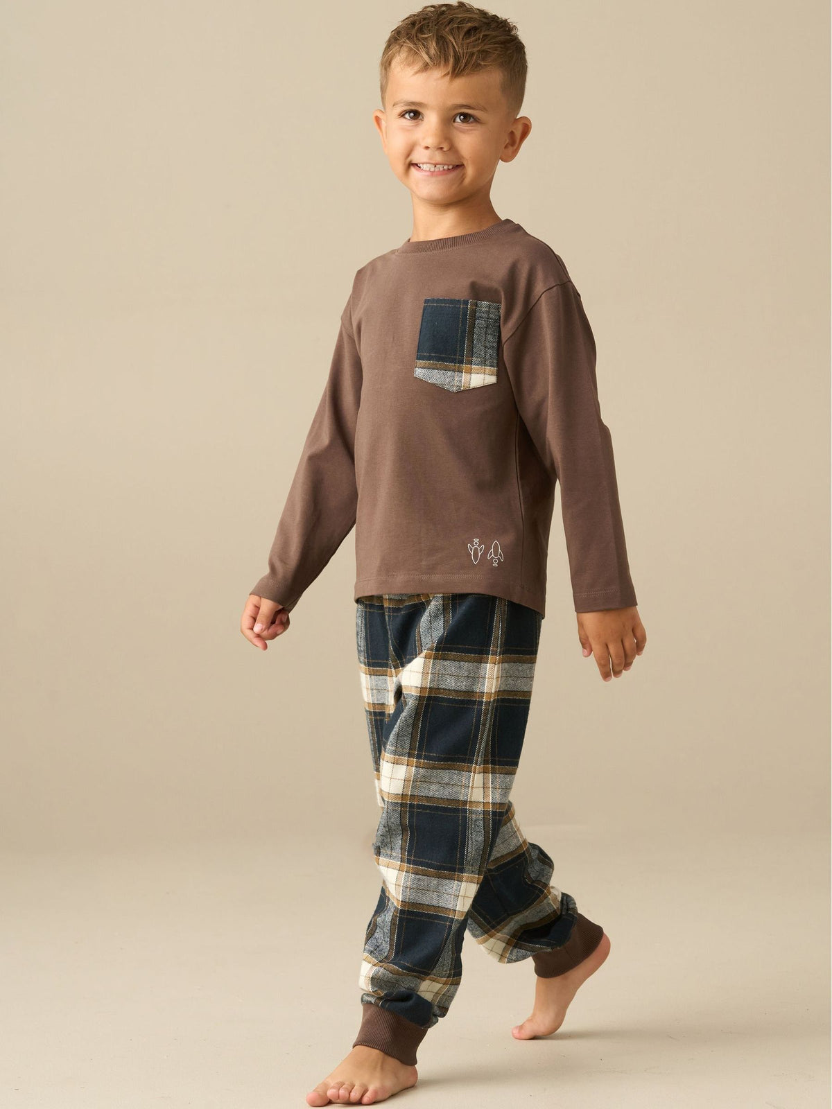 Angel & Rocket Brown James Check Woven Bottom Pyjamas - image 3