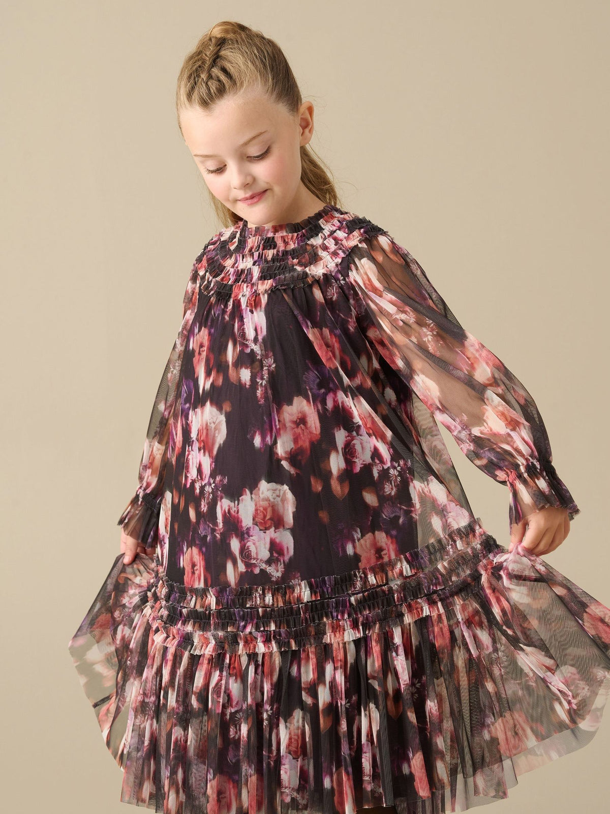 Dsiney Kidz - Angel & Rocket Pink Verity Ruffle Print Mesh Dress image 1